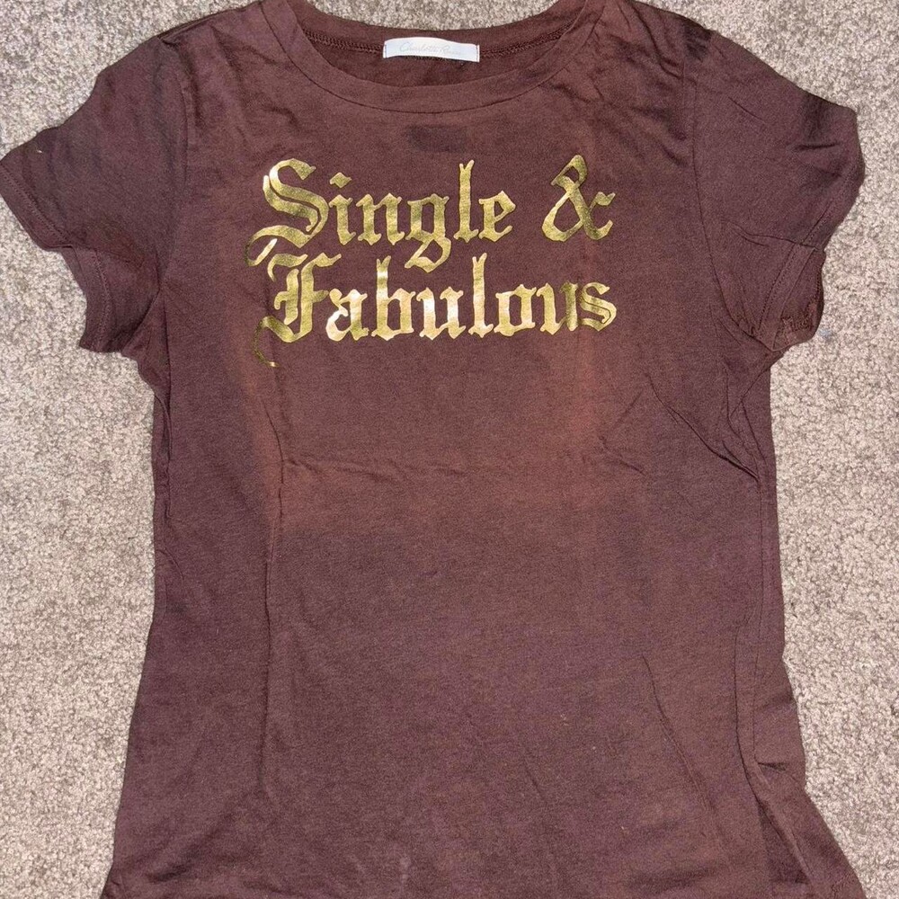 Vintage Y2k Charlotte Russe Women's Brown Baby Tee